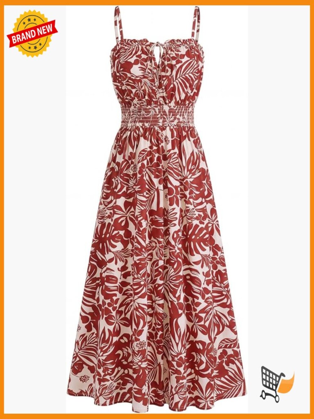 Hawaiian Floral Midi Sundress with Pockets - Boho Casual Dress